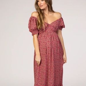 Pinkblush Pink Floral Puff Sleeve Maxi (Maternity)